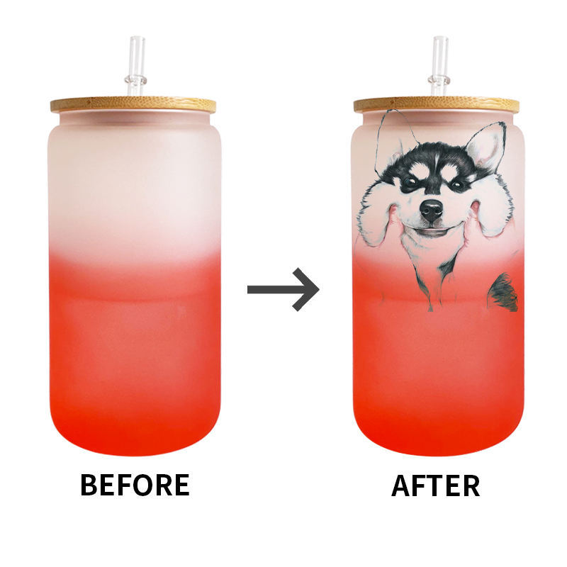 US RTS 16oz Sublimation Cold Color Change Glass Can (25PCS)