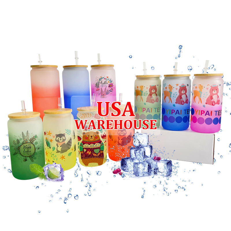 US RTS 16oz Sublimation Cold Color Change Glass Can (25PCS)