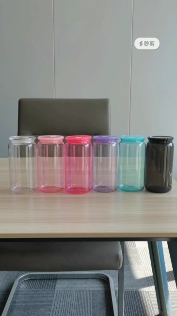 NEW China RTS 16oz Acrylic Plastic Colored Can with Colored Lid Free Shipping (50PCS)