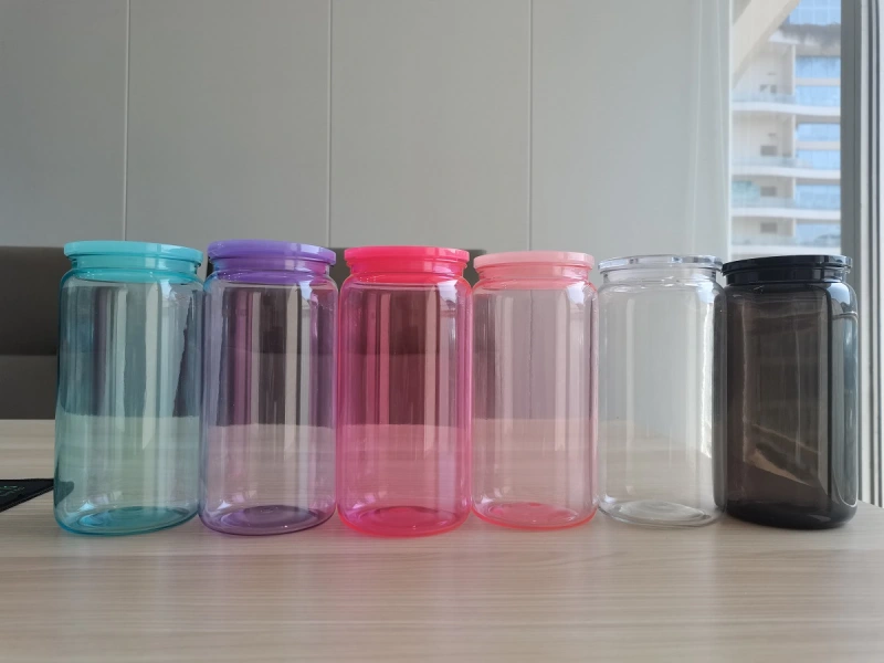 NEW China RTS 16oz Acrylic Plastic Colored Can with Colored Lid Free Shipping (50PCS)