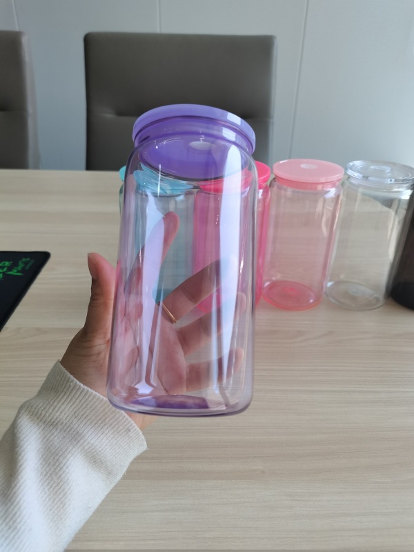 NEW China RTS 16oz Acrylic Plastic Colored Can with Colored Lid Free Shipping (50PCS)