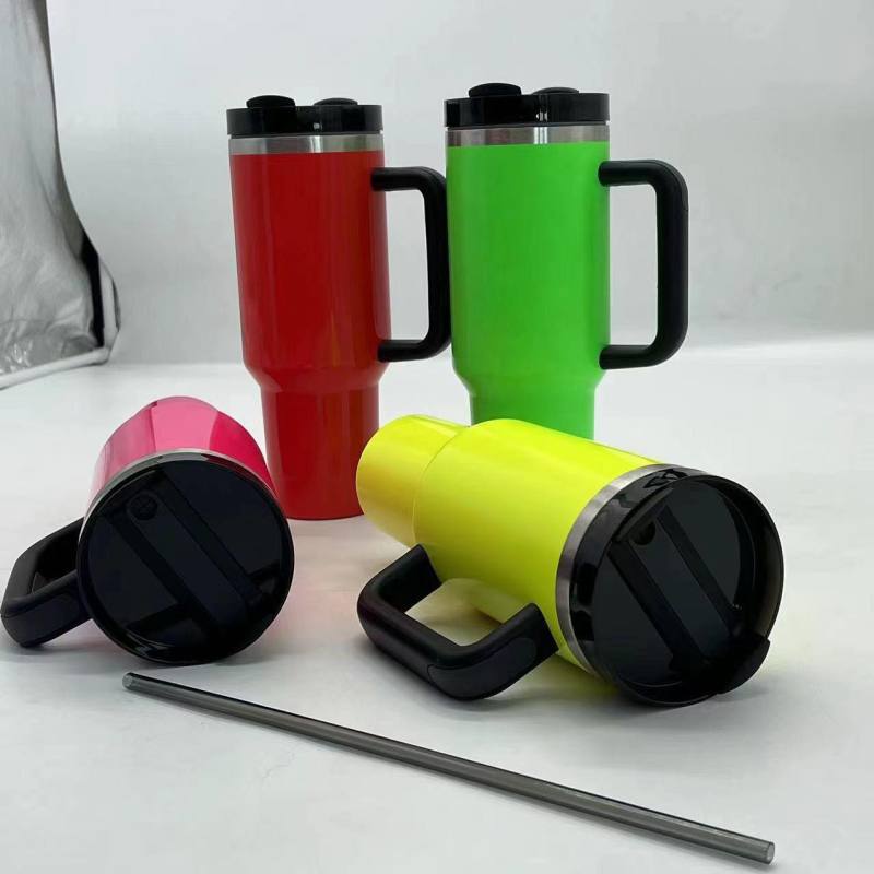 NEW China RTS 30oz/40oz Sublimation Neon Blank Mugs with Handle Free Shipping (12PCS/20PCS)