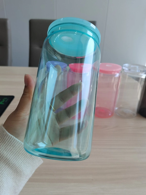 NEW China RTS 16oz Acrylic Plastic Colored Can with Colored Lid Free Shipping (50PCS)