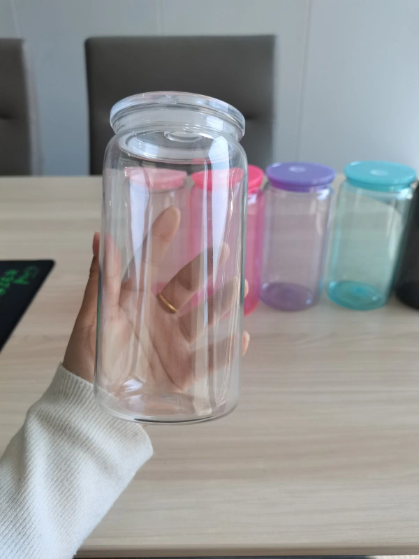 NEW China RTS 16oz Acrylic Plastic Colored Can with Colored Lid Free Shipping (50PCS)