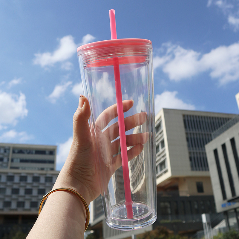 China RTS 24oz Double Walled Plastic Cups Free Shipping (with hole and plugs) (40PCS)