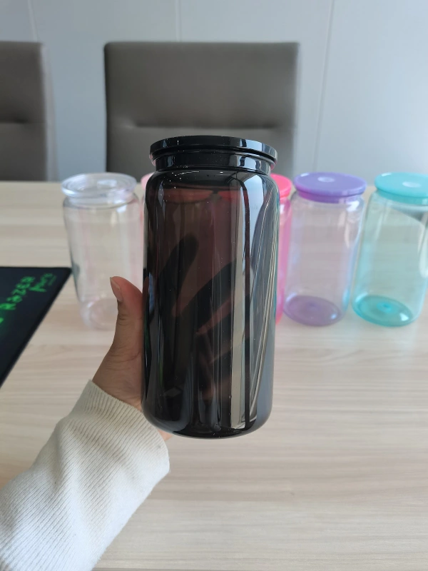 NEW China RTS 16oz Acrylic Plastic Colored Can with Colored Lid Free Shipping (50PCS)