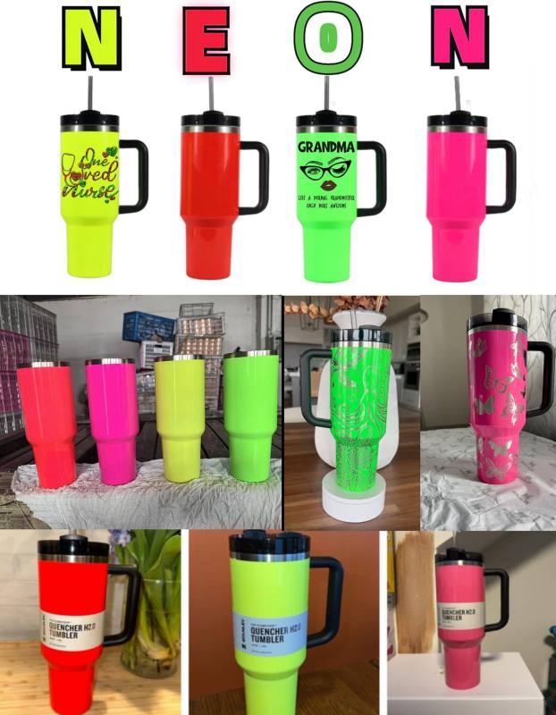 NEW China RTS 30oz/40oz Sublimation Neon Blank Mugs with Handle Free Shipping (12PCS/20PCS)