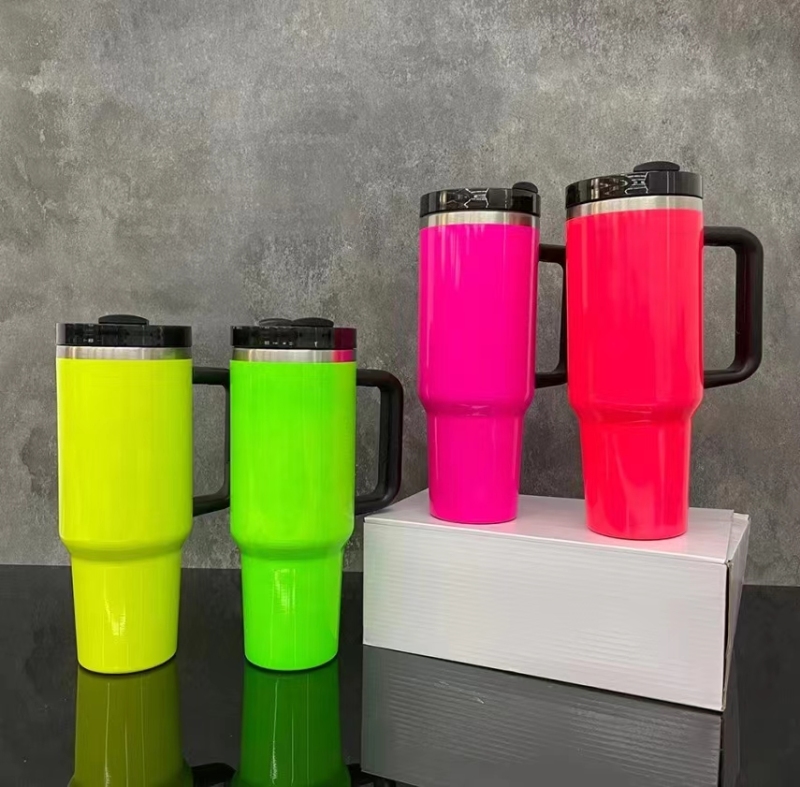 NEW China RTS 30oz/40oz Sublimation Neon Blank Mugs with Handle Free Shipping (12PCS/20PCS)