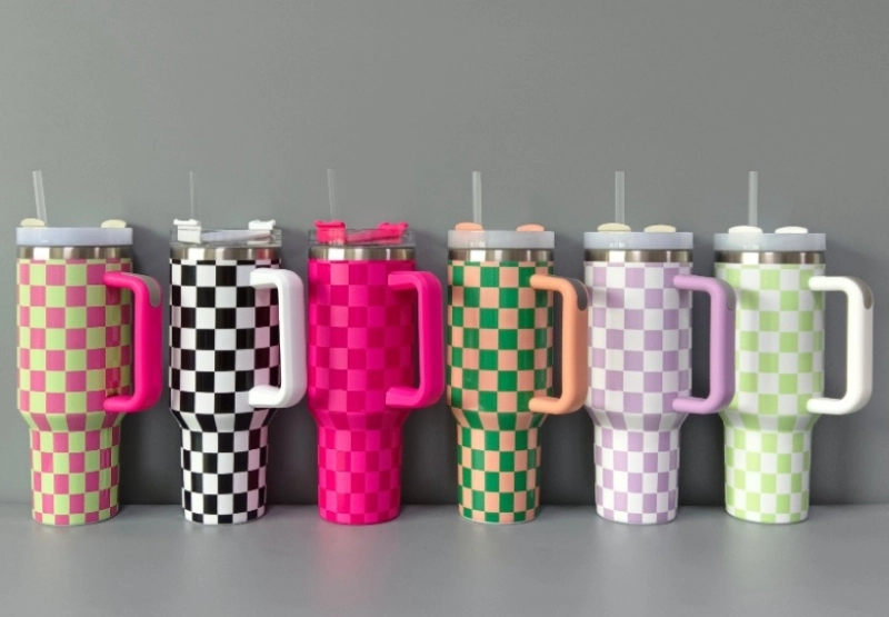 NEW China RTS 40oz Checkerboard Mugs Free Shipping (25PCS)