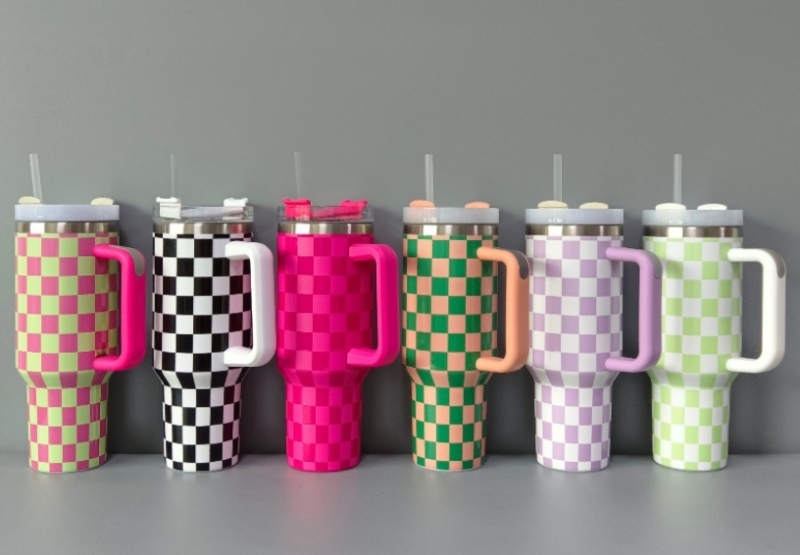 NEW China RTS 40oz Checkerboard Mugs Free Shipping (25PCS)