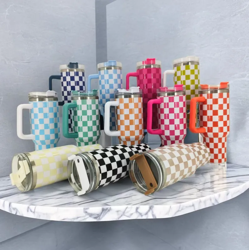 NEW China RTS 40oz Checkerboard Mugs Free Shipping (12PCS/25PCS)