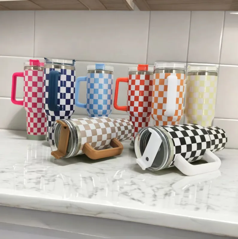 NEW China RTS 40oz Checkerboard Mugs Free Shipping (12PCS/25PCS)