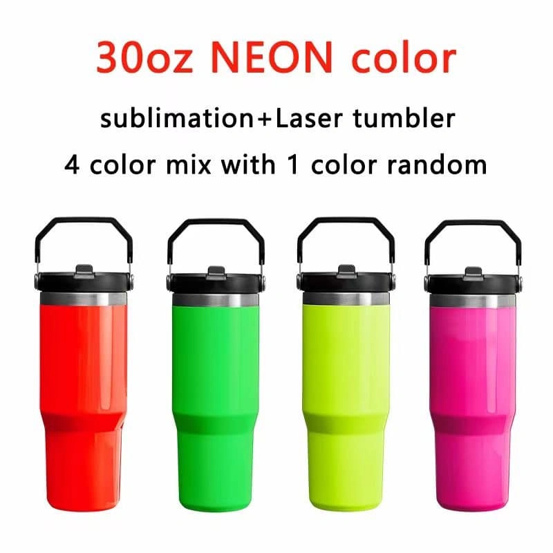 NEW China RTS 30oz Sublimation Neon Mugs with Flip Lid Free Shipping (20PCS)