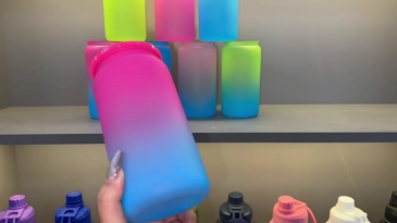 NEW China RTS 16oz Acrylic Plastic Ombre Can with Colored Lid Free Shipping (50PCS)