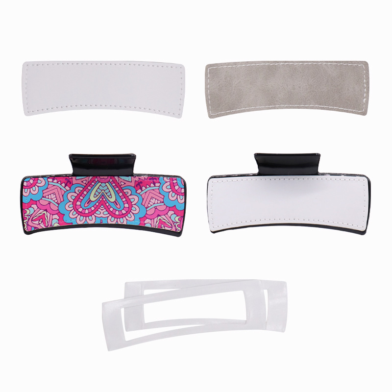NEW RTS Sublimation Blank DIY Double-sided PU Leather Grabber Hairclip  (50pcs)
