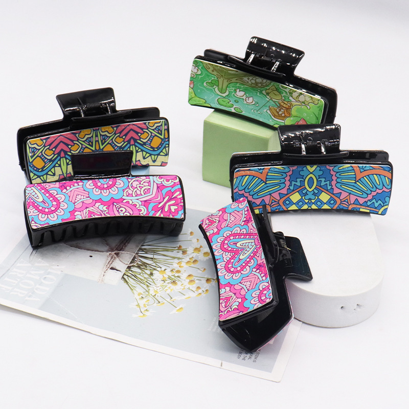 NEW RTS Sublimation Blank DIY Double-sided PU Leather Grabber Hairclip  (50pcs)