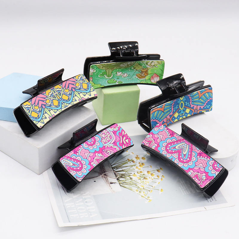 NEW RTS Sublimation Blank DIY Double-sided PU Leather Grabber Hairclip  (50pcs)