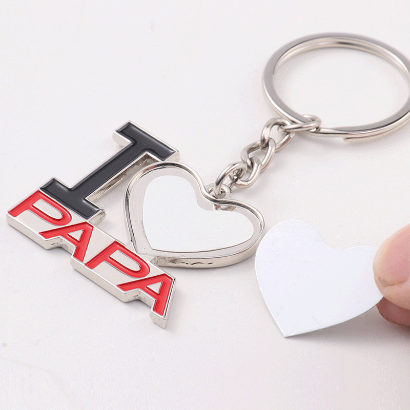 NEW RTS Sublimation Blank Father's and Mother's Day Keychain Free Shipping (25pcs/50pcs)