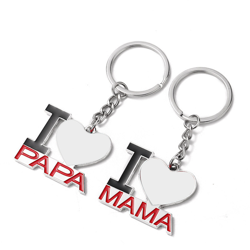 NEW RTS Sublimation Blank Father's and Mother's Day Keychain Free Shipping (25pcs/50pcs)
