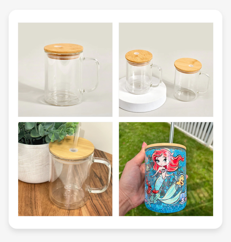 Pre-order US 15oz Sublimation Double Walled Snowglobe Glass Mug with Handle Free Shipping (25PCS)