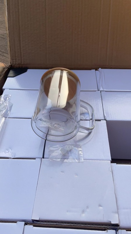 Pre-order US 15oz Sublimation Double Walled Snowglobe Glass Mug with Handle Free Shipping (25PCS)