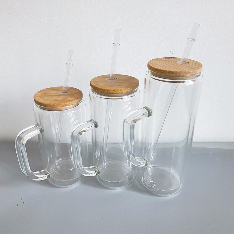 China RTS 12oz/15oz/20oz Sublimation Double Walled SnowGlobe Glass Cup with Handle Free Shipping (25PCS)