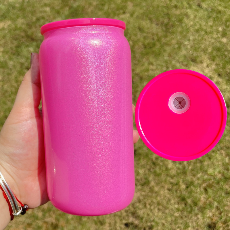 US RTS 16oz Sublimation Glitter Shimmer Glass Cup Free Shipping (25PCS)