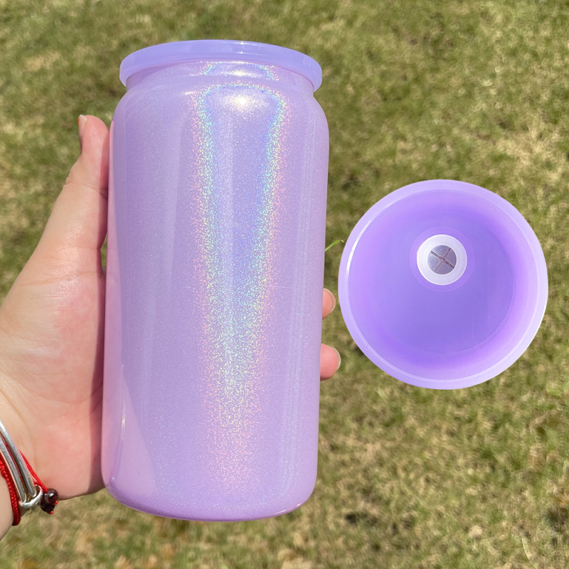 US RTS 16oz Sublimation Glitter Shimmer Glass Cup Free Shipping (25PCS)