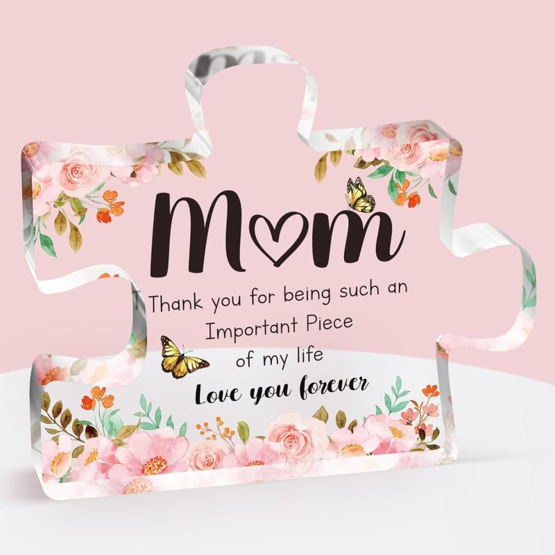 New RTS Gift for Mom 3.9 x 3.3 inch Engraved Acrylic Block Puzzle Piece Free Shipping (50PCS)