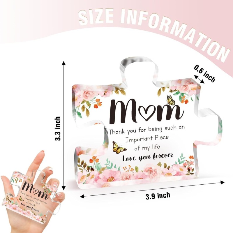 New RTS Gift for Mom 3.9 x 3.3 inch Engraved Acrylic Block Puzzle Piece Free Shipping (50PCS)