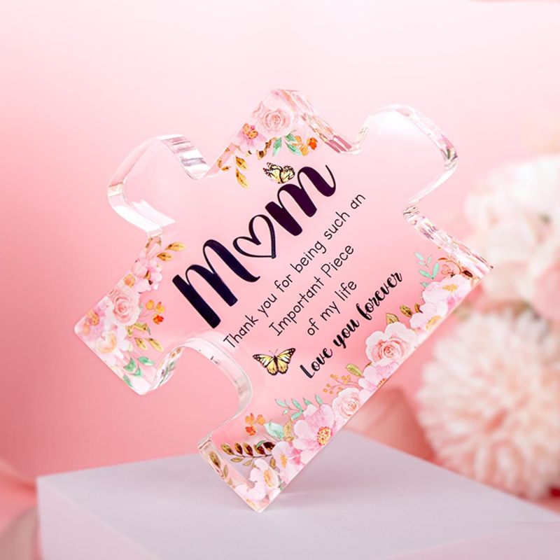 New RTS Gift for Mom 3.9 x 3.3 inch Engraved Acrylic Block Puzzle Piece Free Shipping (50PCS)