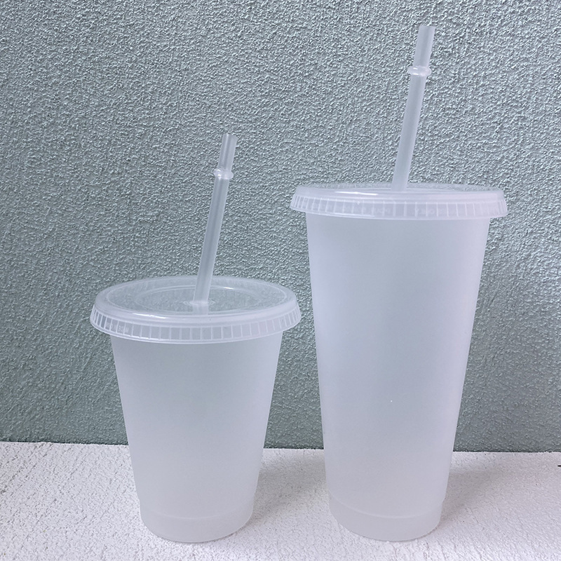 China Glitter Reusable Plastic Cup with Straws and Lids Bulk Color Party Coffee Cup (24oz/17oz)