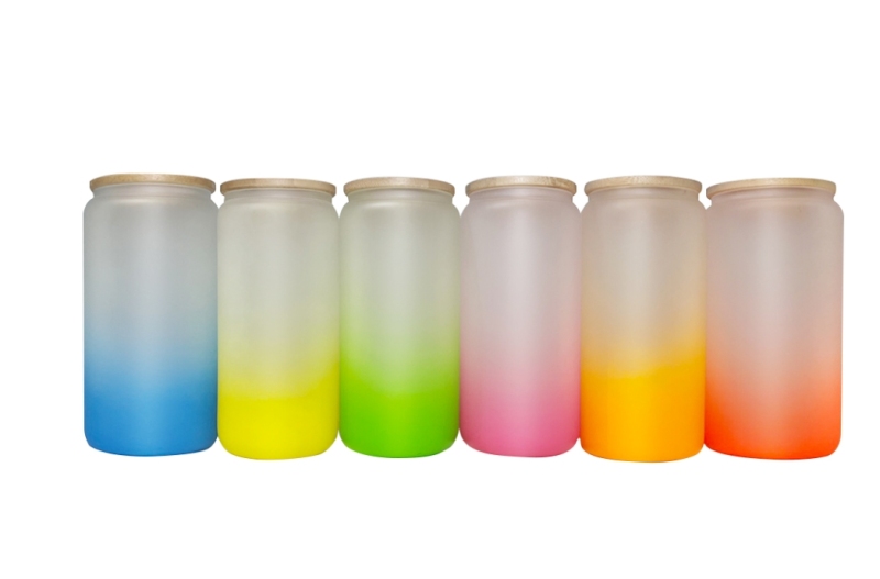 US RTS 16oz Sublimation Gradient Glass Cup Masson Jar Free Shipping (25PCS)