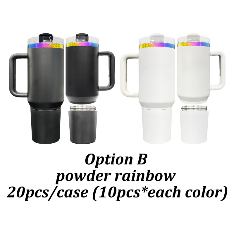 NEW China RTS 40oz White Sublimation & Rainbow Plated 2 in 1 Tumblers for Laser Free Shipping (20PCS)