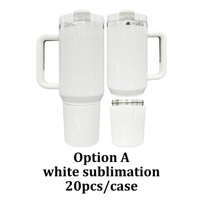 NEW China RTS 40oz White Sublimation & Rainbow Plated 2 in 1 Tumblers for Laser Free Shipping (20PCS)