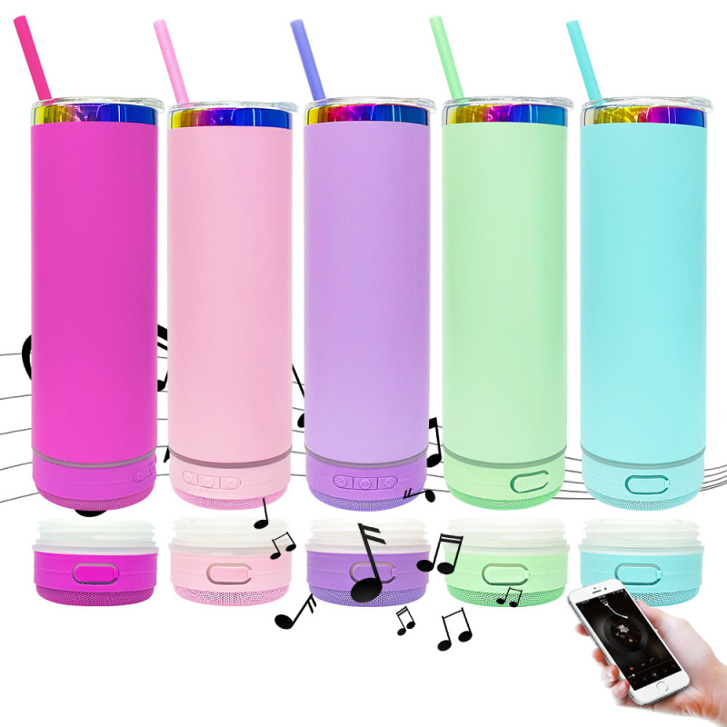 NEW China RTS 20oz Rainbow Plated Macaron Speaker Tumblers for Laser Free Shipping (25PCS)