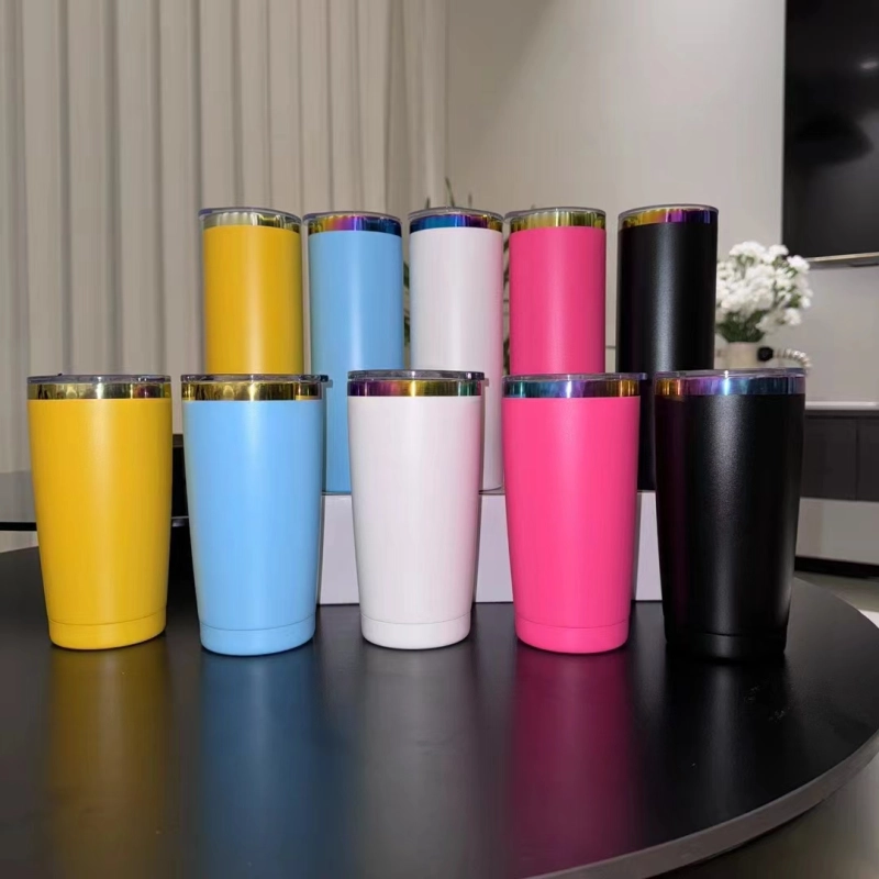 NEW China RTS 20oz Rainbow Plated Macaron Travel Mug Straight Tumbler for Laser Free Shipping (25PCS)
