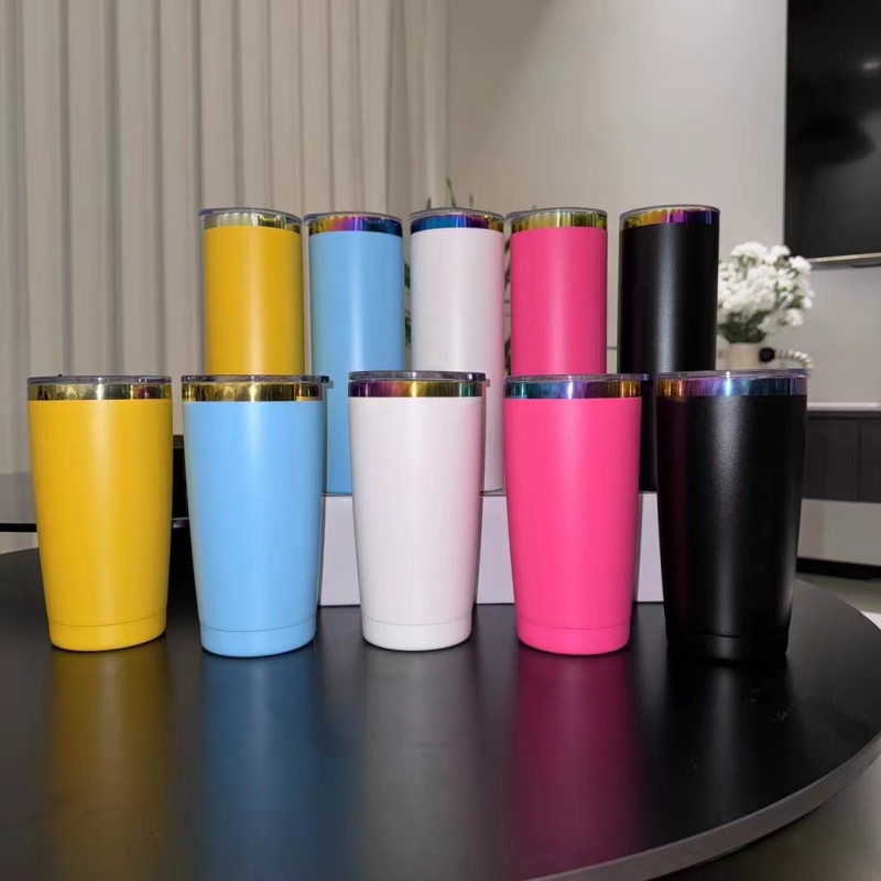 NEW China RTS 20oz Rainbow Plated Macaron Travel Mug Straight Tumbler for Laser Free Shipping (25PCS)