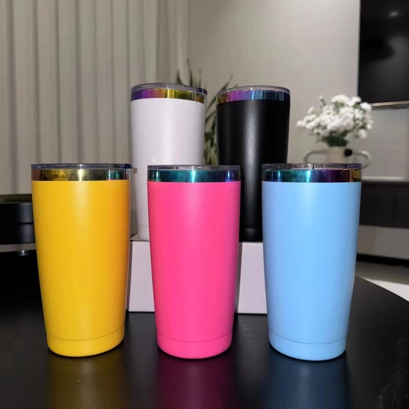 NEW China RTS 20oz Rainbow Plated Macaron Travel Mug Straight Tumbler for Laser Free Shipping (25PCS)