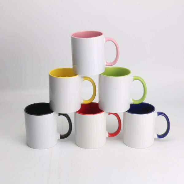 US RTS 11oz Sublimation Ceramic Mug with Colored Inner and Handle Free Shipping (36PCS)