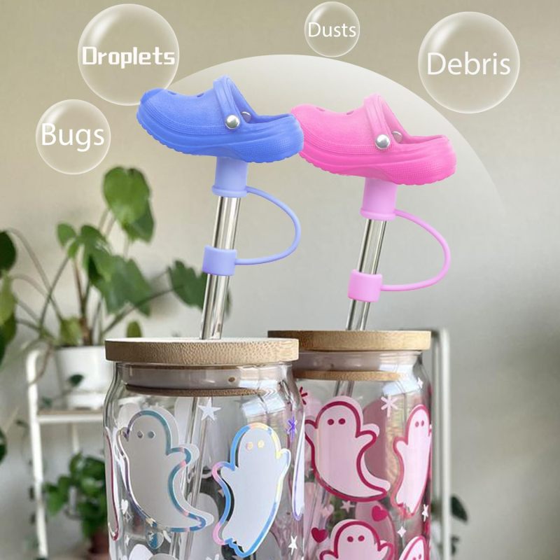 NEW RTS Cute Silicone Shoes Straw Cap Cover Straw Toppers Free Shipping (50pcs/100pcs)