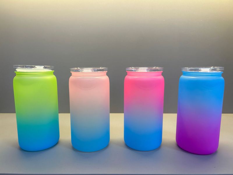 NEW China RTS 16oz Acrylic Plastic Ombre Can with Colored Lid Free Shipping (50PCS)