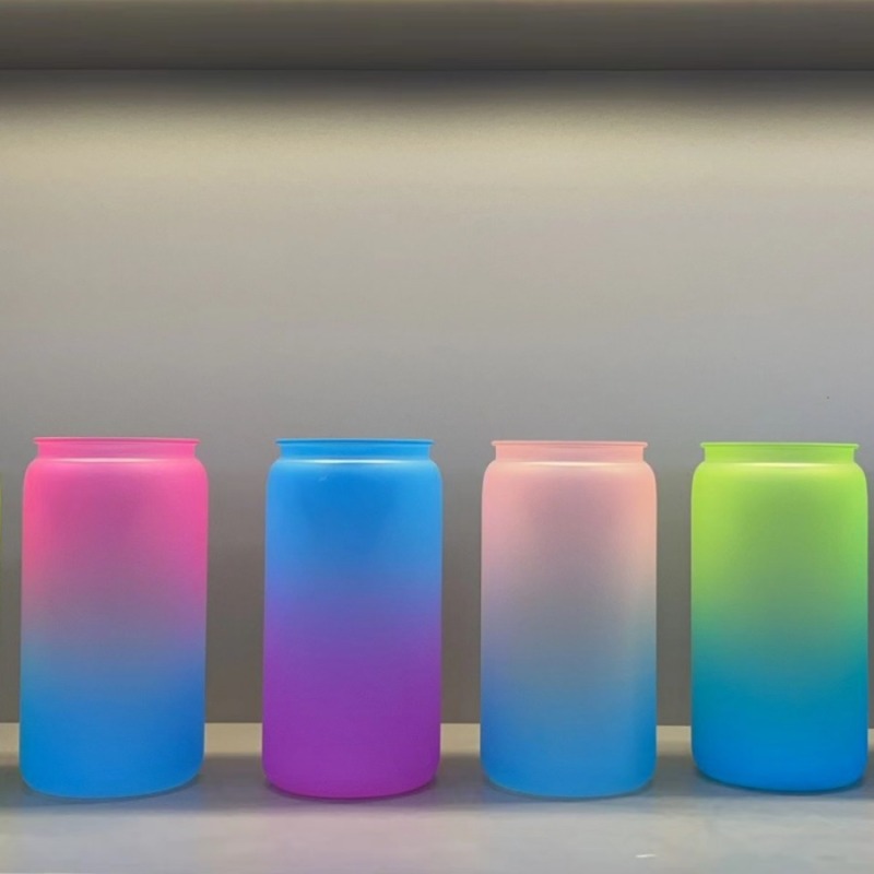 NEW China RTS 16oz Acrylic Plastic Ombre Can with Colored Lid Free Shipping (50PCS)