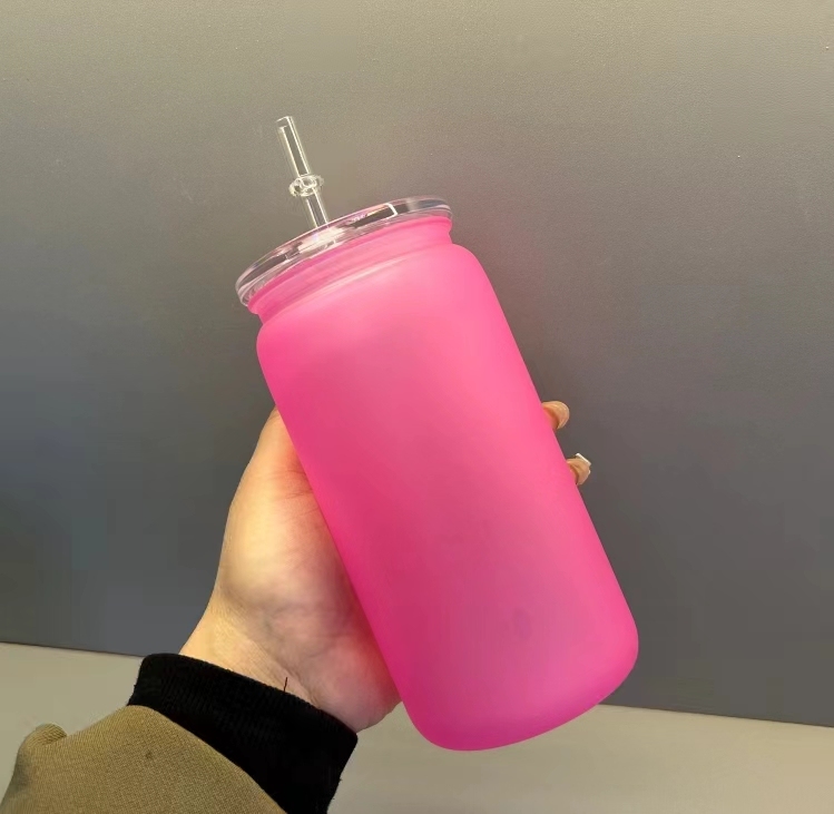NEW China RTS 16oz Acrylic Plastic Ombre Can with Colored Lid Free Shipping (50PCS)