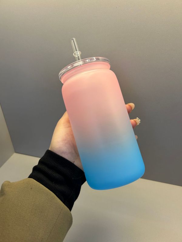 NEW China RTS 16oz Acrylic Plastic Ombre Can with Colored Lid Free Shipping (50PCS)