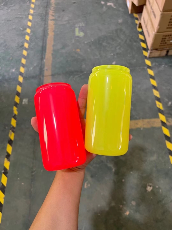 NEW China 16oz Sublimation NEON Glass Libby Can Free Shipping (50PCS)
