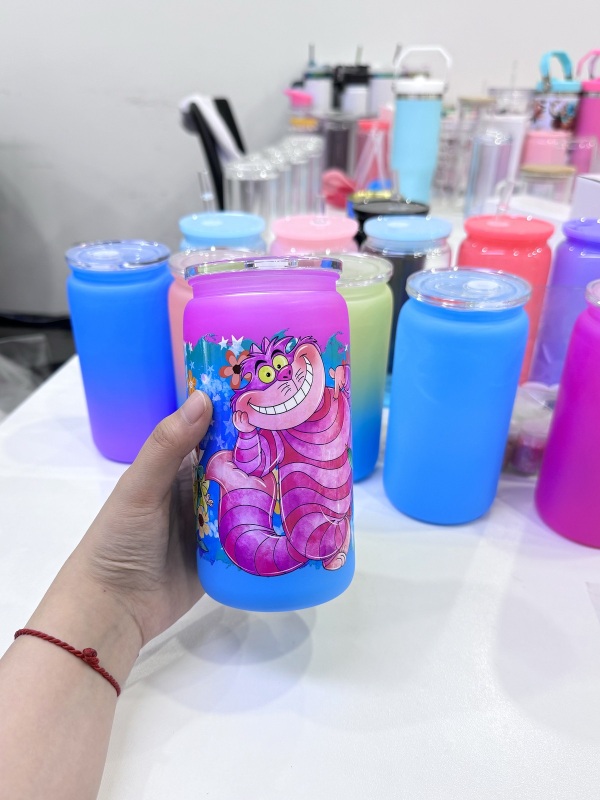 US Warehouse Pre-order 16oz Acrylic Plastic Ombre Can with Colored Lid Free Shipping (25PCS)