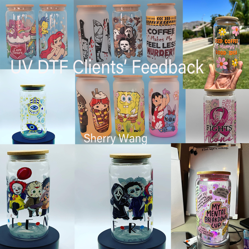 RTS UV DTF Cup Wrap Transfer for 16oz Glass Can 9.5*4.3inch Free Shipping (50pcs/100pcs/200pcs)