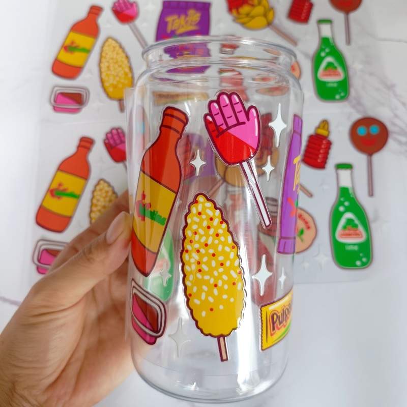 RTS Double-sided UV DTF Cup Wrap Transfer for 16oz Glass Can 9.5*4.3inch Free Shipping (50pcs/100pcs/200pcs/500pcs)