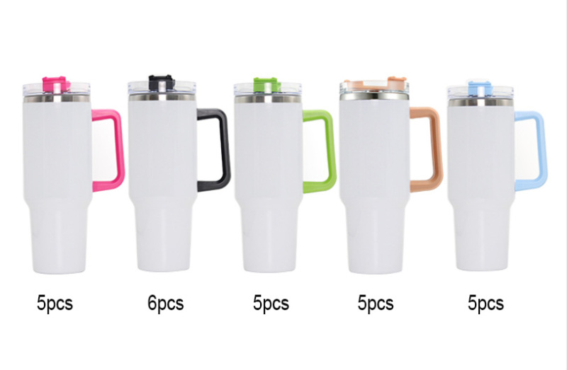 US RTS 40oz Sublimation Mug with Removable Colored Handle Free Shipping(16PCS)